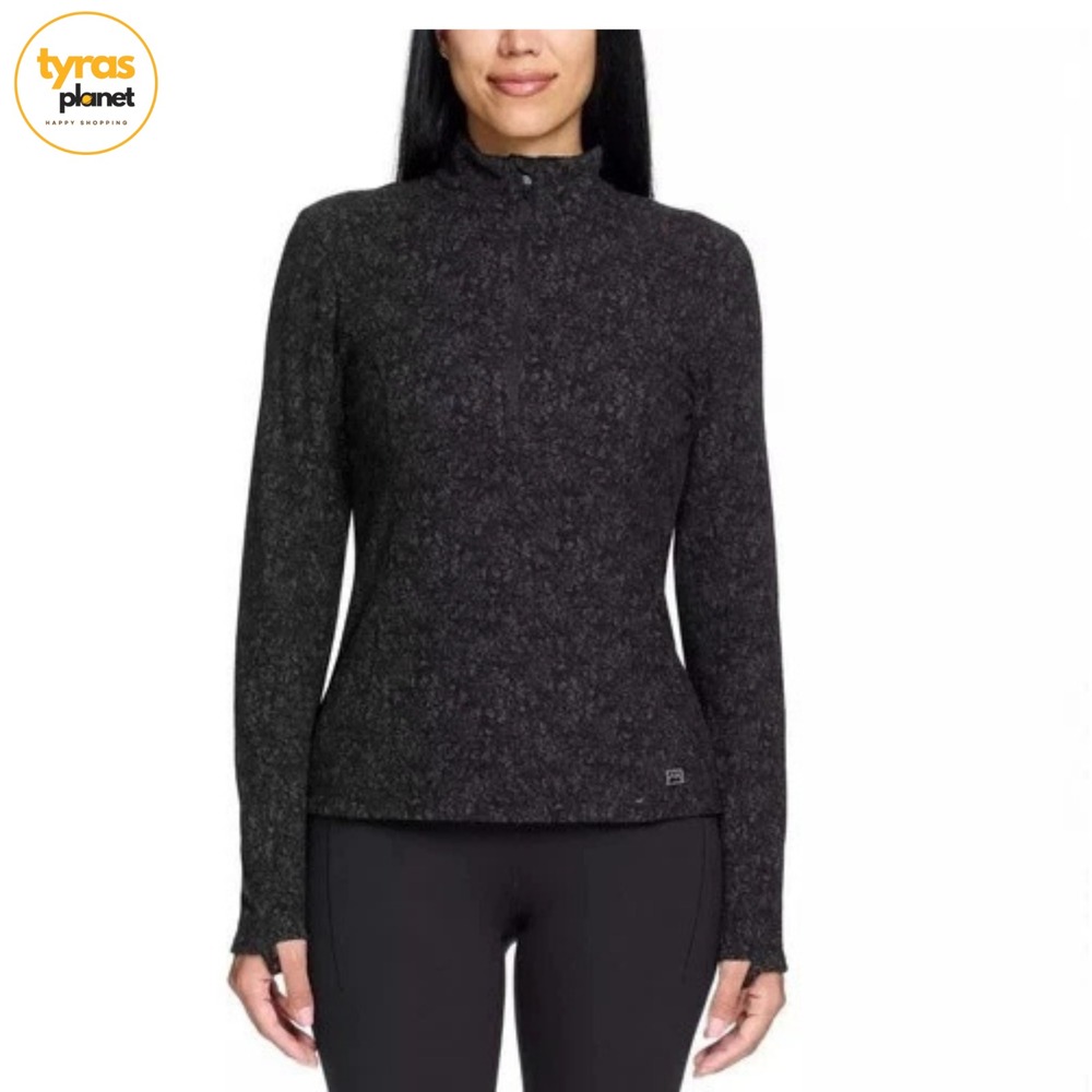 Spyder Active Ladies Stretch Fleece Half Zip Printed Pullover Black - Size S